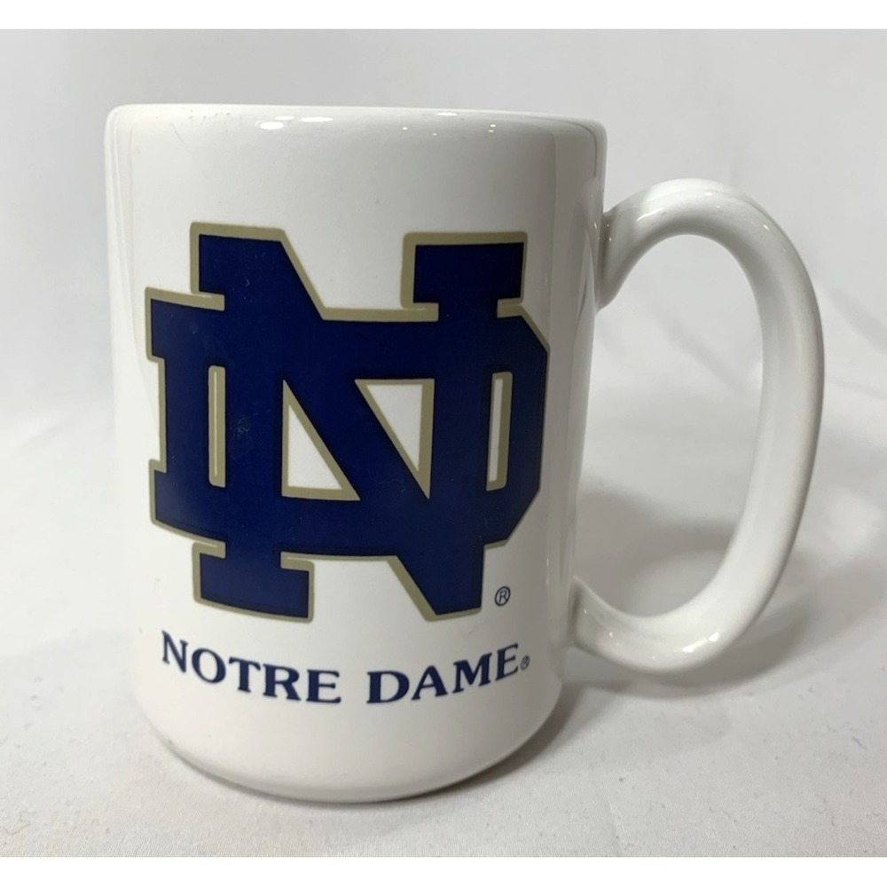 Notre Dame Ceramic Coffee Mug Victory March Shamrock White Made in USA CLEAN